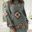 Vestido Mini de Estampado Bohemio - Manga Larga, Ajuste Casual para Otoño e Invierno