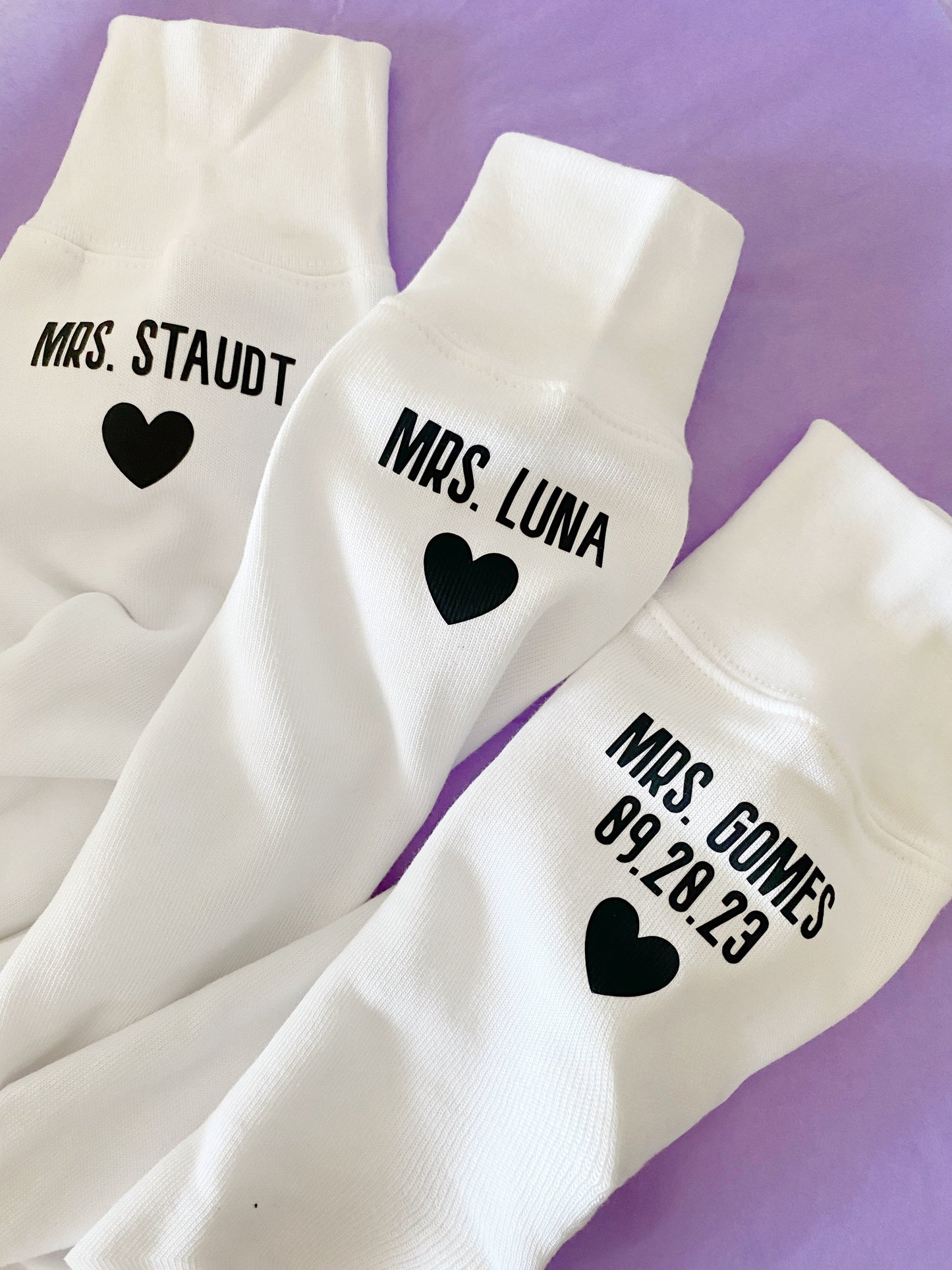 Personalized Bride Sweatshirt with Heart Detail