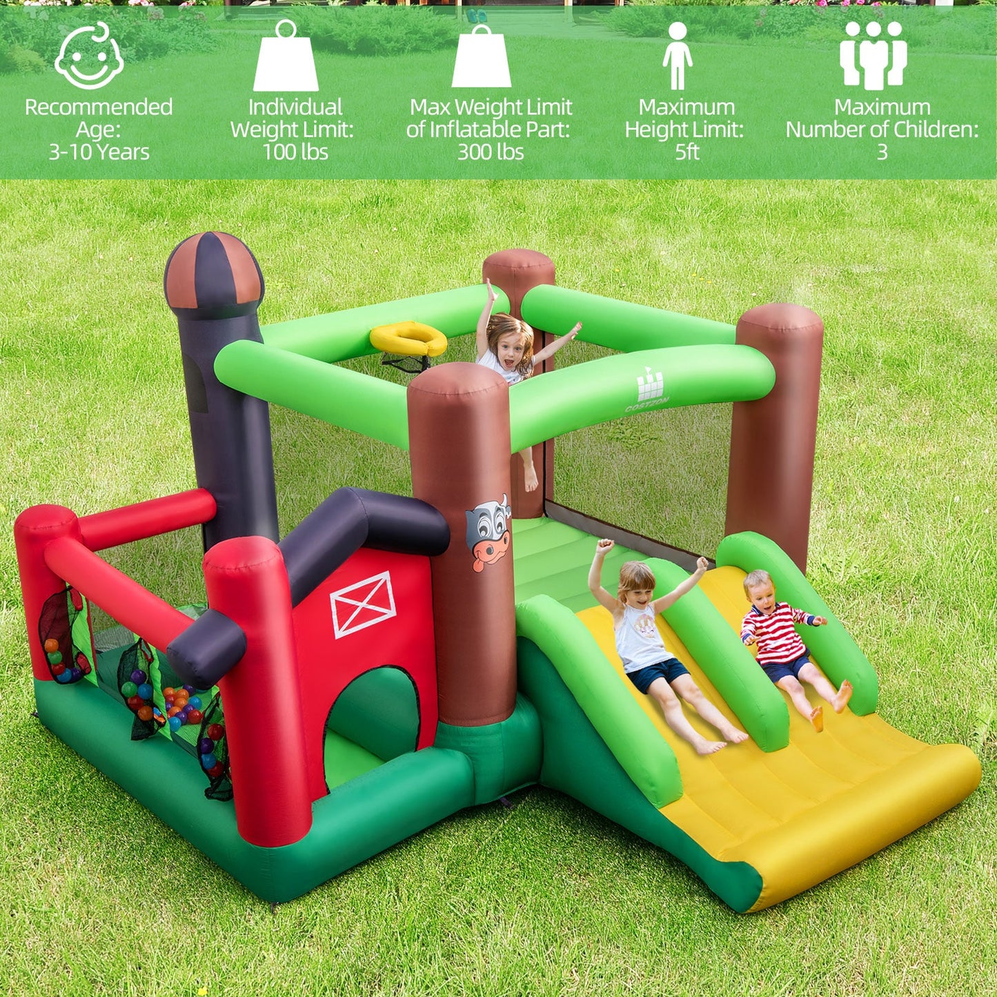 Casa Inflable 6 en 1 con Doble Tobogán