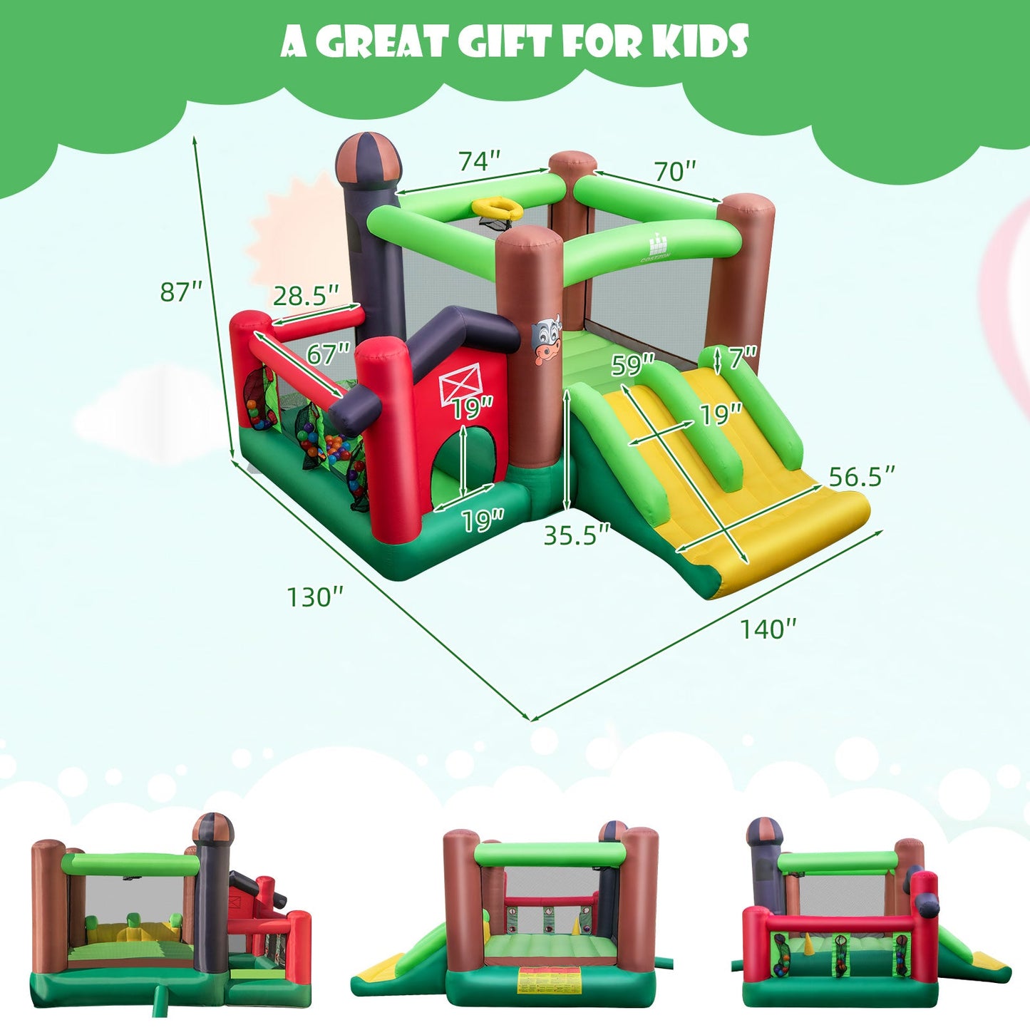 Casa Inflable 6 en 1 con Doble Tobogán