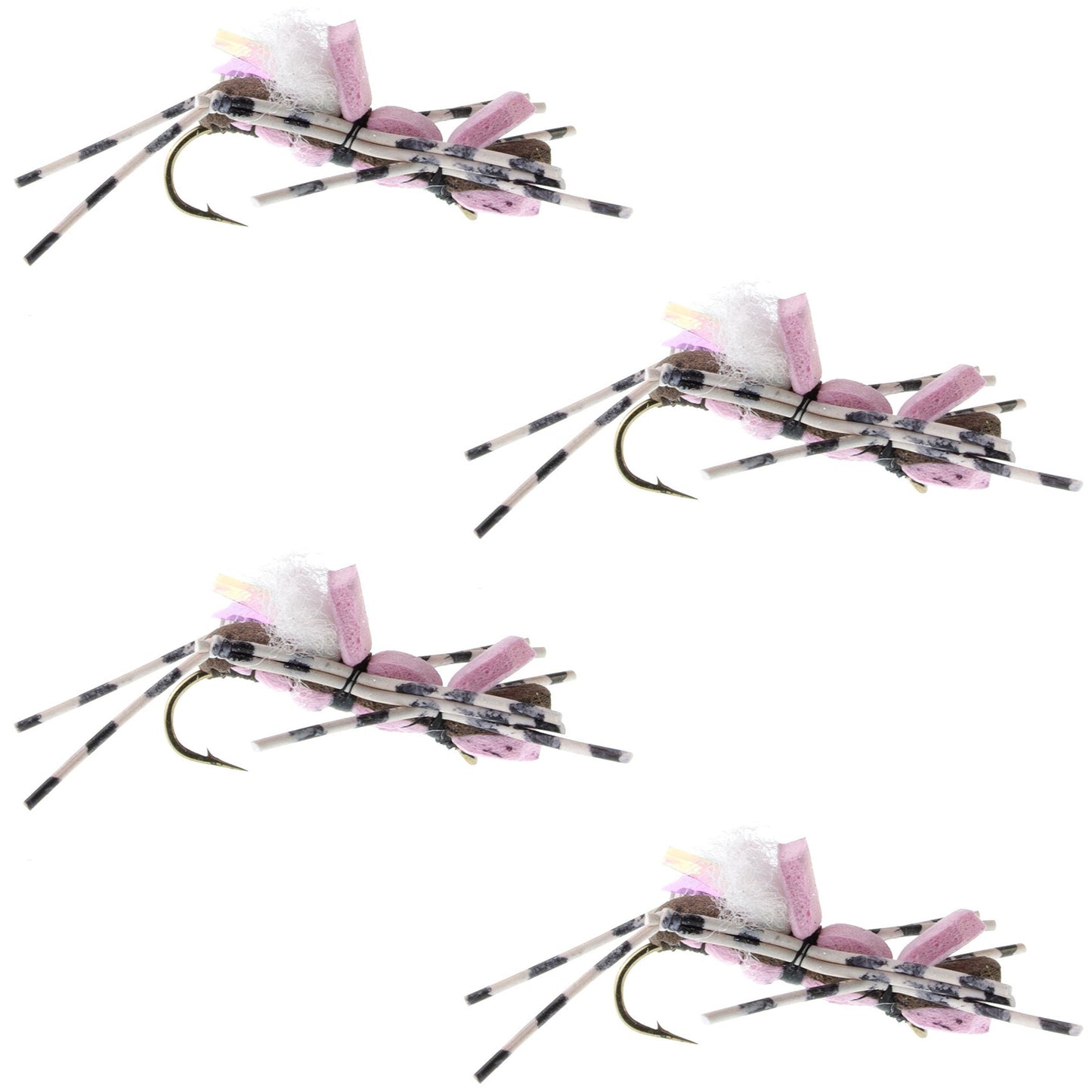 Fat Albert Pink Foam Grasshopper Flies - 4 Pack, Size 10 - Korvel