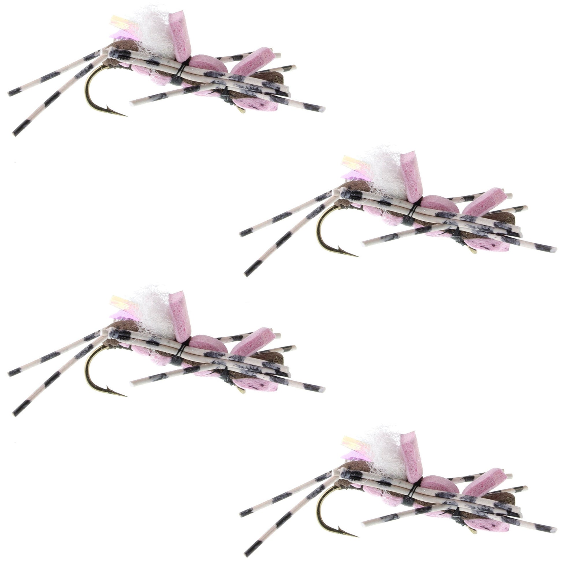 Fat Albert Pink Foam Grasshopper Flies - 4 Pack, Size 10 - Korvel
