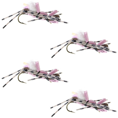 Fat Albert Pink Foam Grasshopper Flies - 4 Pack, Size 10 - Korvel