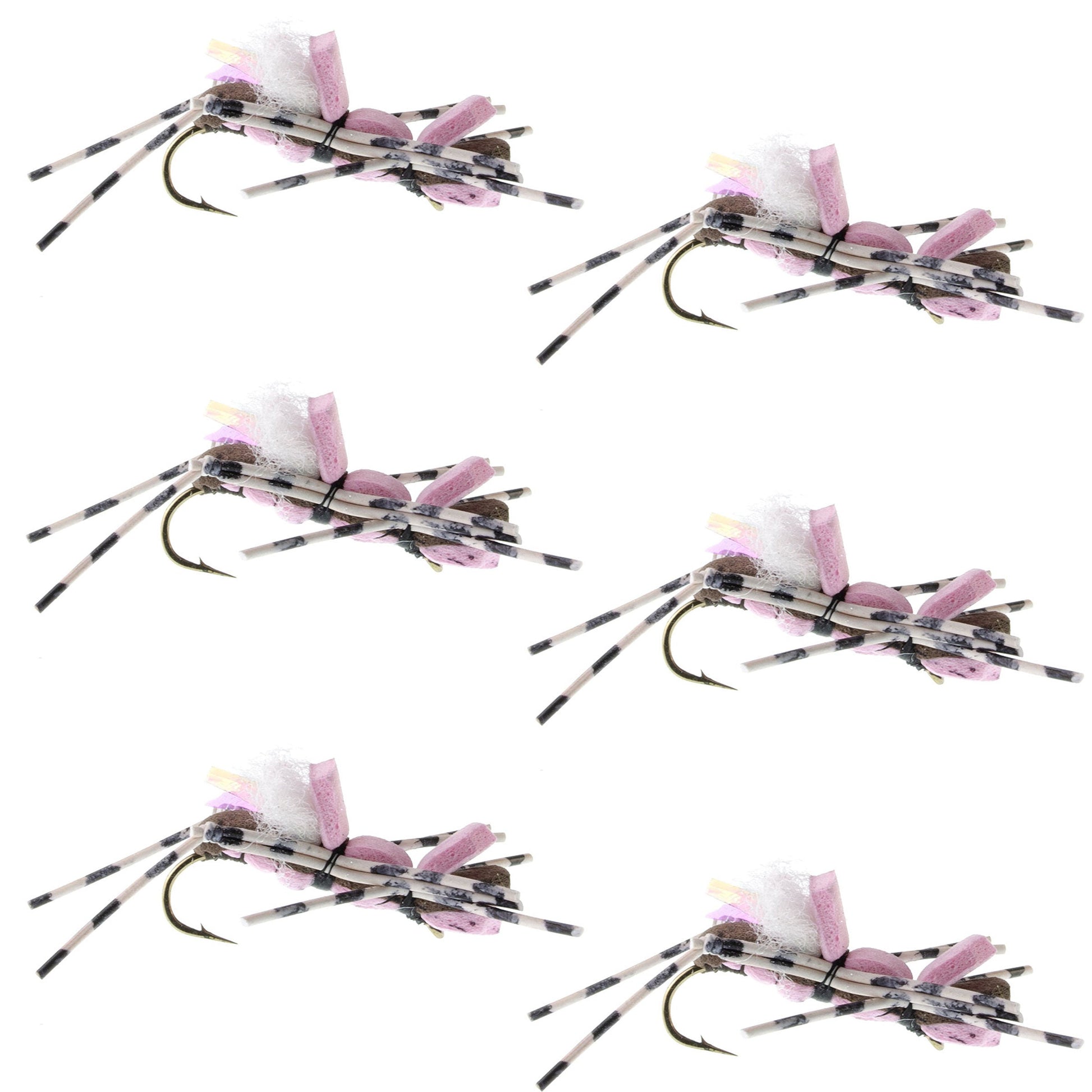 Fat Albert Pink Foam Grasshopper Fly - 6 Pack Size 10 - Korvel