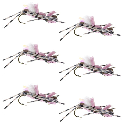 Fat Albert Pink Foam Grasshopper Fly - 6 Pack Size 10 - Korvel
