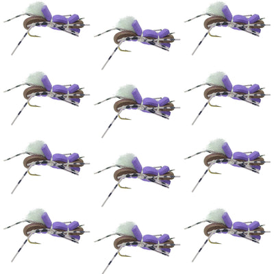 Fat Albert Purple Foam Grasshopper Flies - 12 Pack Size 10 - Korvel