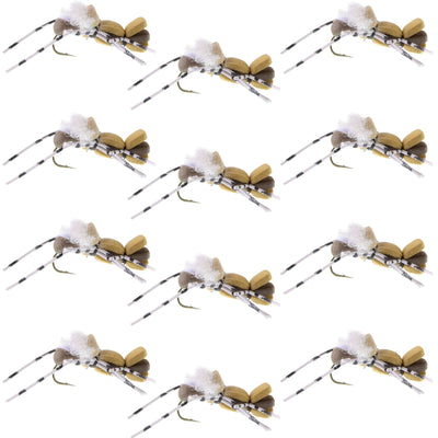 Fat Albert Tan Foam Grasshopper Flies - 12 Pack Size 10 - Korvel