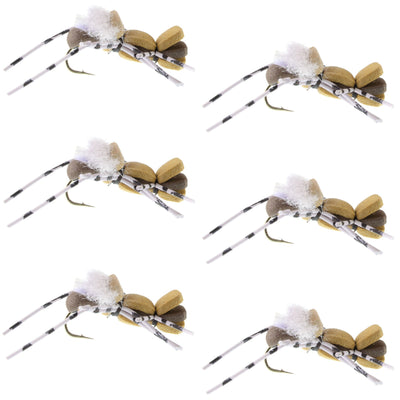 Fat Albert Tan Foam Grasshopper Flies - Size 10 (Pack of 6) - Korvel