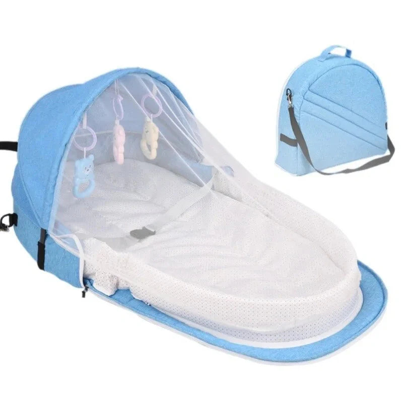 Berceau de Voyage avec Protection Solaire et Filet Anti-Moustiques