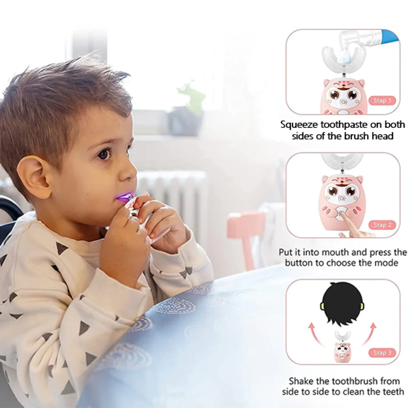 Brosse à dents électrique U-Shape pour enfants