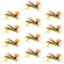Vibrant Yellow Foam Grasshopper Flies - 12 Pack, Size 10 - Korvel