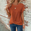 Camiseta de Cuello Redondo de Waffle Sólido de Verano Chic y Cómoda
