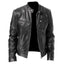 Chaqueta de Cuero PU con Cremallera para Hombre con Cuello Alto