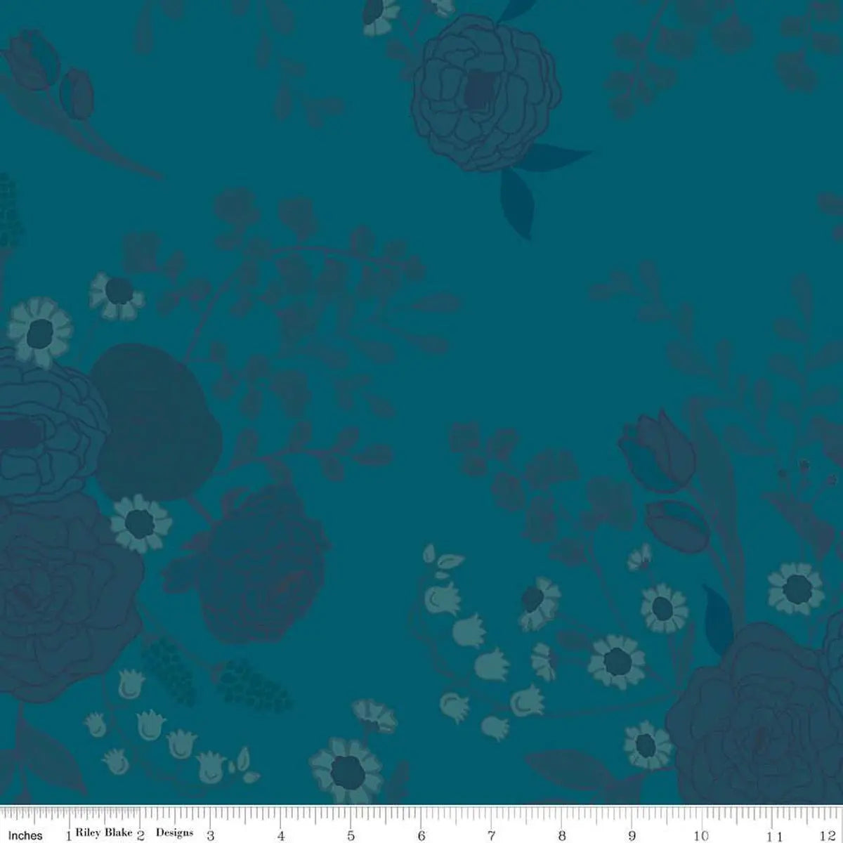 First Blooms Tonal Floral Denim Cotton Wideback Fabric