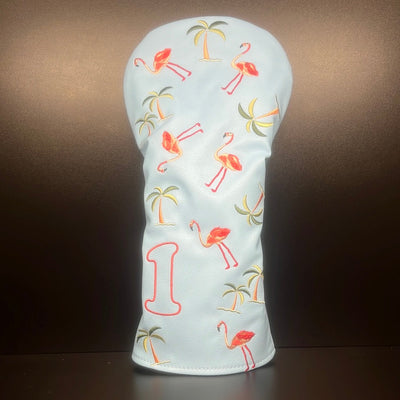 Funda para la cabeza con flamencos y palmeras