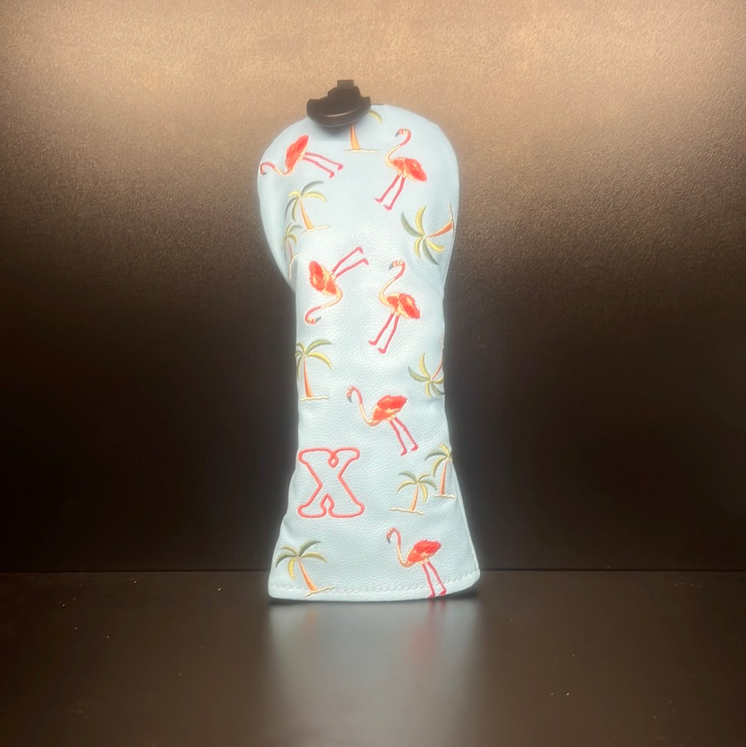 Funda para la cabeza con flamencos y palmeras