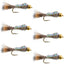 Gold Ribbed Hare's Ear Nymphs with Barbless Bead Heads - Size 14 (6 Pack) - Korvel