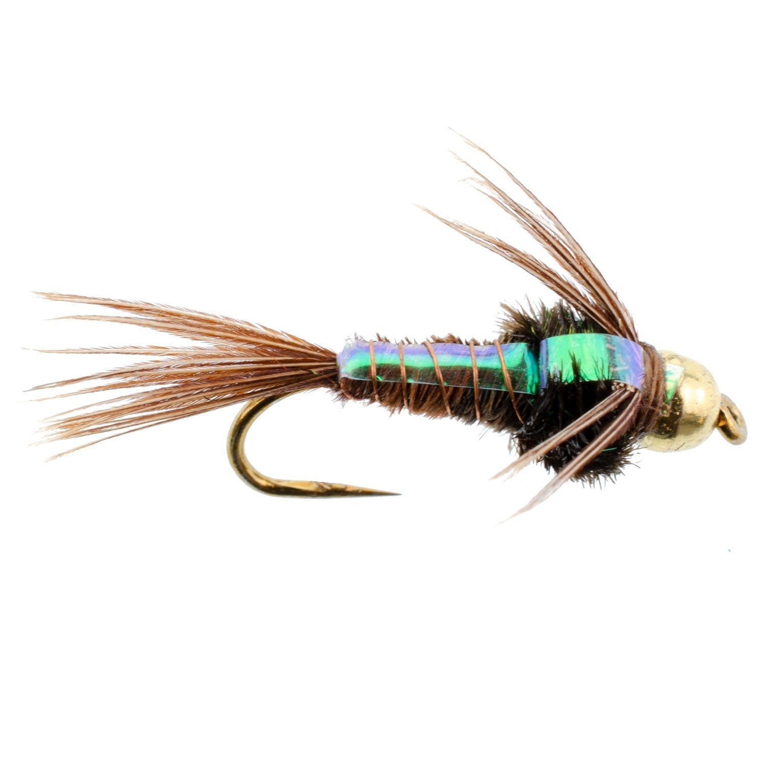 Premium Barbless Bead Head Pheasant Tail Nymph Flies - Size 12 (Pack of 6) - Korvel