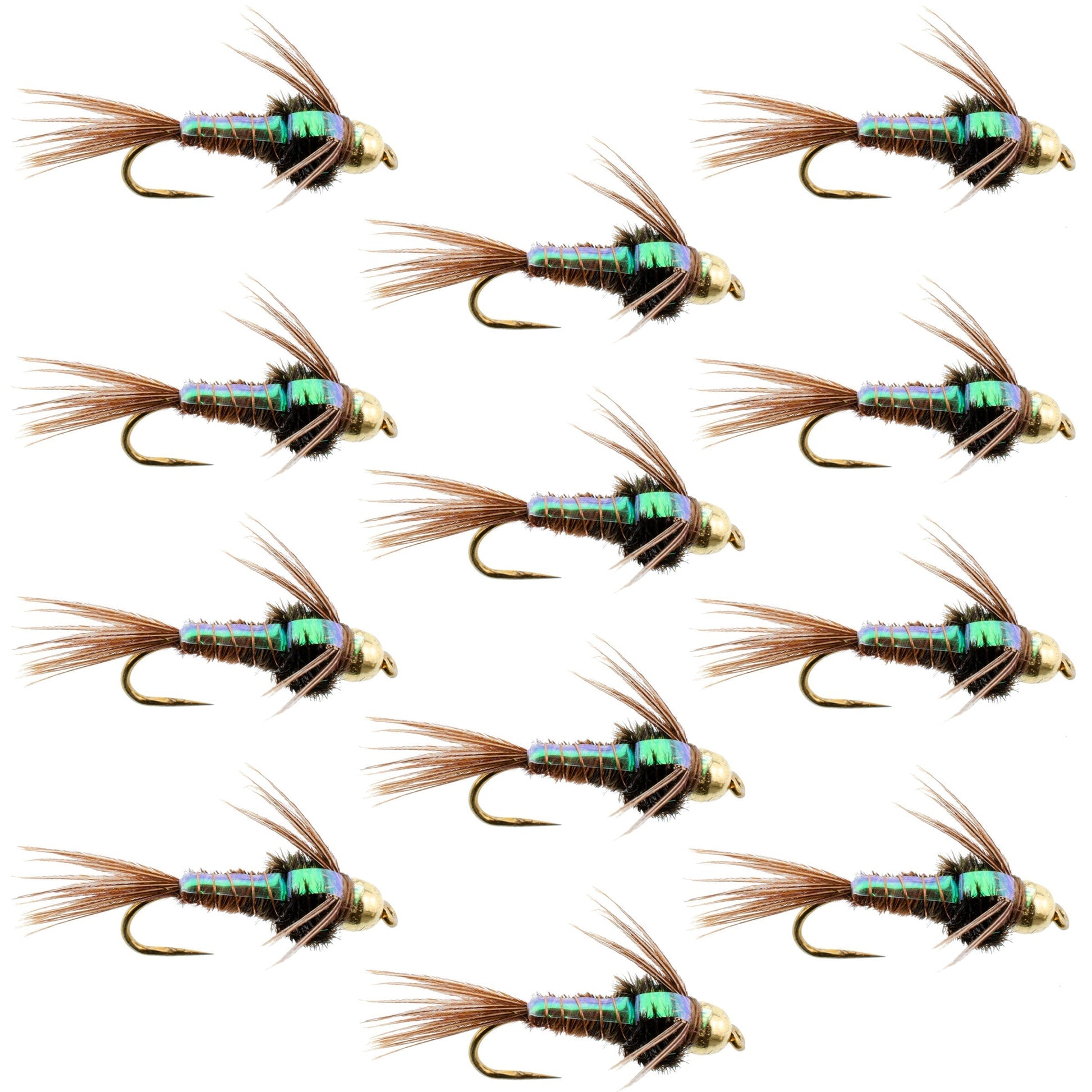 Premium Barbless Bead Head Pheasant Tail Nymph Flies - 1 Dozen Size 18 - Korvel