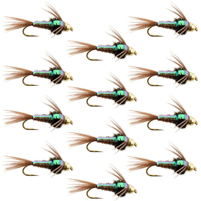 Premium Barbless Bead Head Pheasant Tail Nymph Flies - 1 Dozen Size 18 - Korvel
