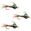 Triple Pack of Barbless Bead Head Flashback Pheasant Tail Nymphs - Size 14 - Korvel