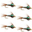 Premium Barbless Bead Head Pheasant Tail Nymph Flies - Size 12 (Pack of 6) - Korvel