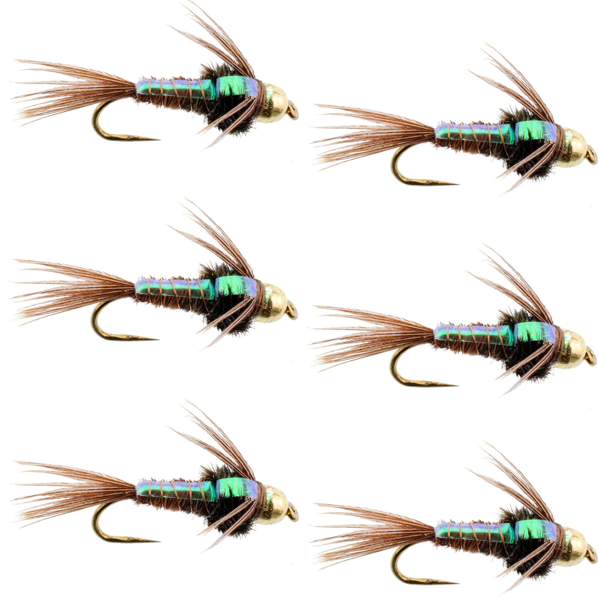 Premium Barbless Bead Head Pheasant Tail Nymph Flies - Size 12 (Pack of 6) - Korvel