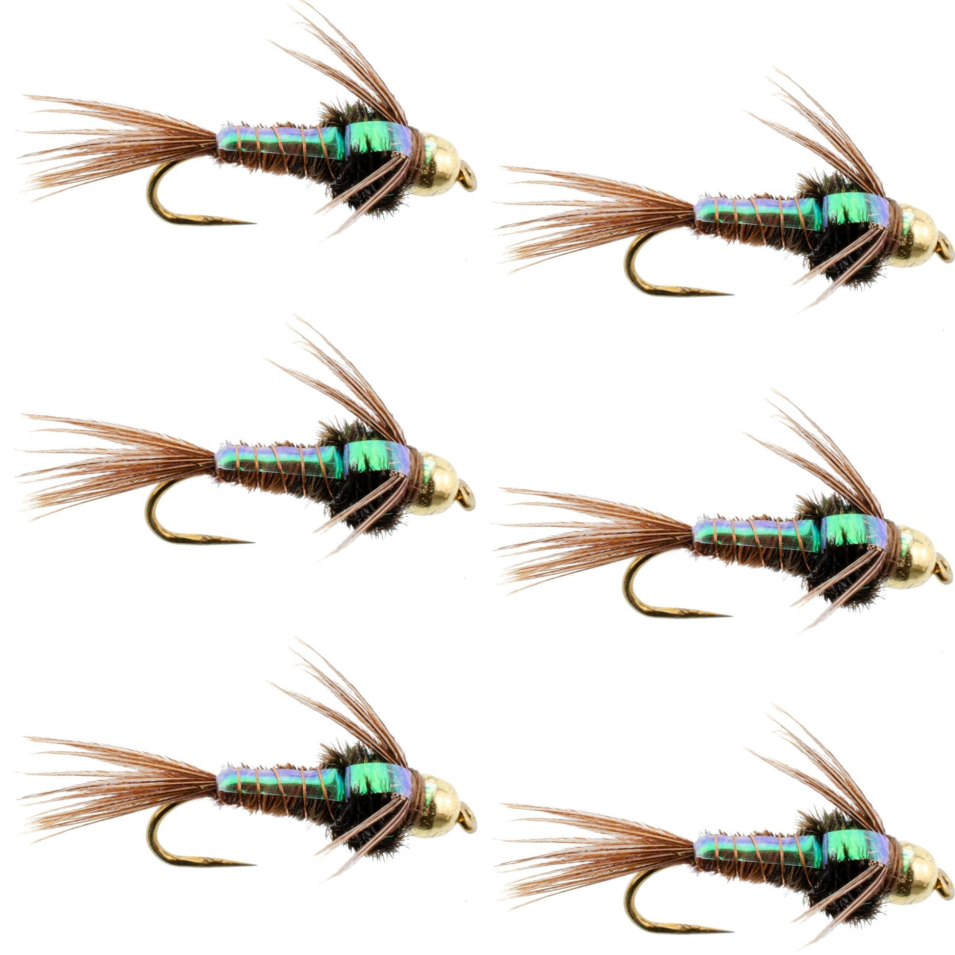 Premium Barbless Bead Head Pheasant Tail Nymphs - 6 Pack, Size 18 - Korvel