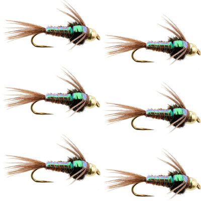 Premium Barbless Bead Head Pheasant Tail Nymphs - 6 Pack, Size 18 - Korvel