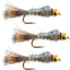 3-Pack Tungsten Bead Head Flashback Gold Ribbed Hare's Ear Nymphs - Size 14 - Korvel