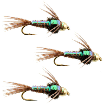 Triple Pack of Bead Head Flashback Pheasant Tail Nymphs - Size 14 - Korvel