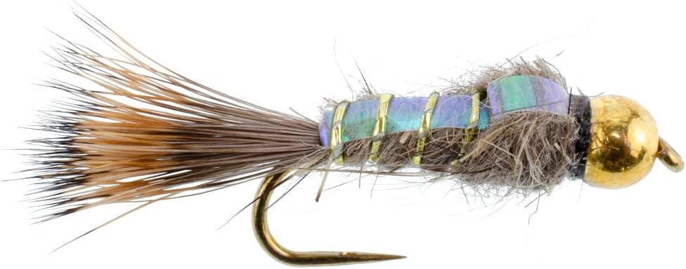 Barbless Gold Ribbed Hare's Ear Nymph Flies - 6 Pack Size 10 - Korvel