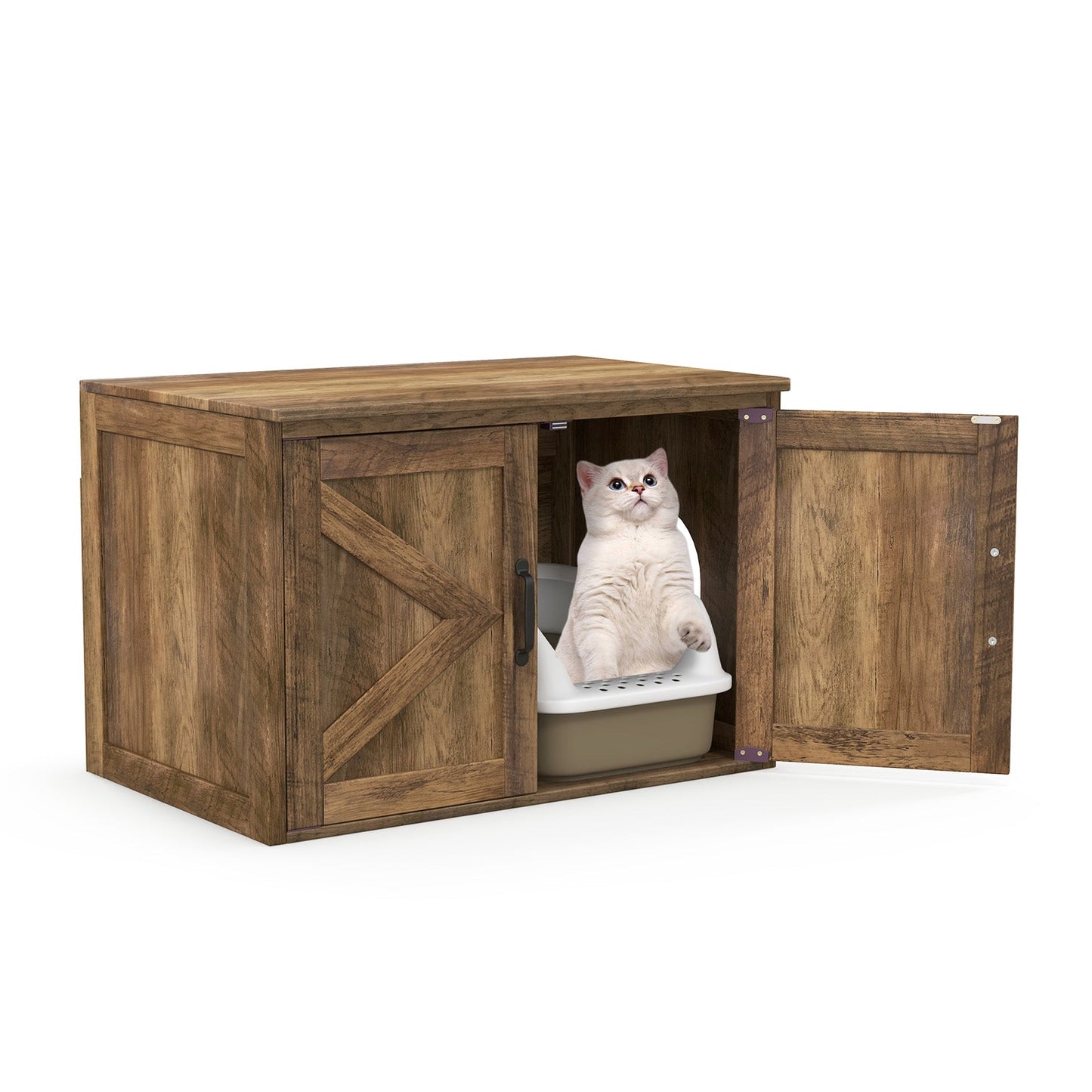 Mobilier de salle de bain pour chat caché Gbruno avec couvercle basculant