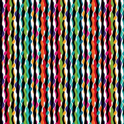 Flock Together Wavy Stripe Multi Cotton Fabric - 44"/45" Per Yard