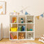 Wooden Kids Bookcase with Storage Cubbies - White