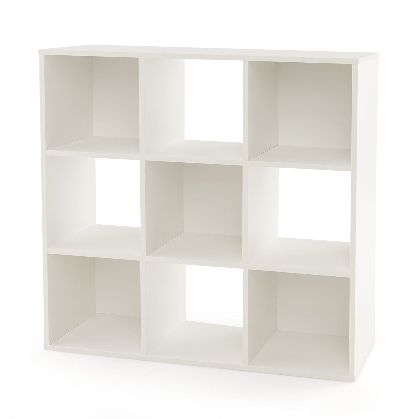 Wooden Kids Bookcase with Storage Cubbies - White