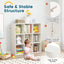 Wooden Kids Bookcase with Storage Cubbies - White
