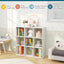 Wooden Kids Bookcase with Storage Cubbies - White