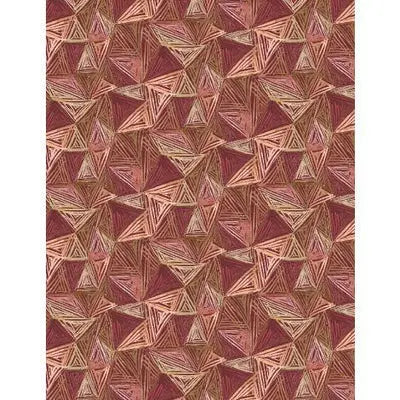Floralscape Geometric Red Cotton Fabric - 44"/45" Per Yard