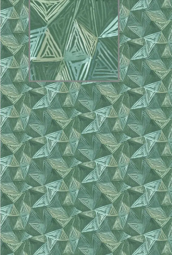 Tissu en coton géométrique teal Floralscape - 44"/45" par yard