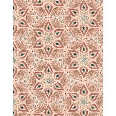 Floralscape Medallions Pink Cotton Fabric - 44"/45" Per Yard