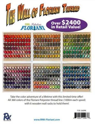 Floriani Gran Muralla de Hilo - 360 Colores con 6 Estantes de Madera