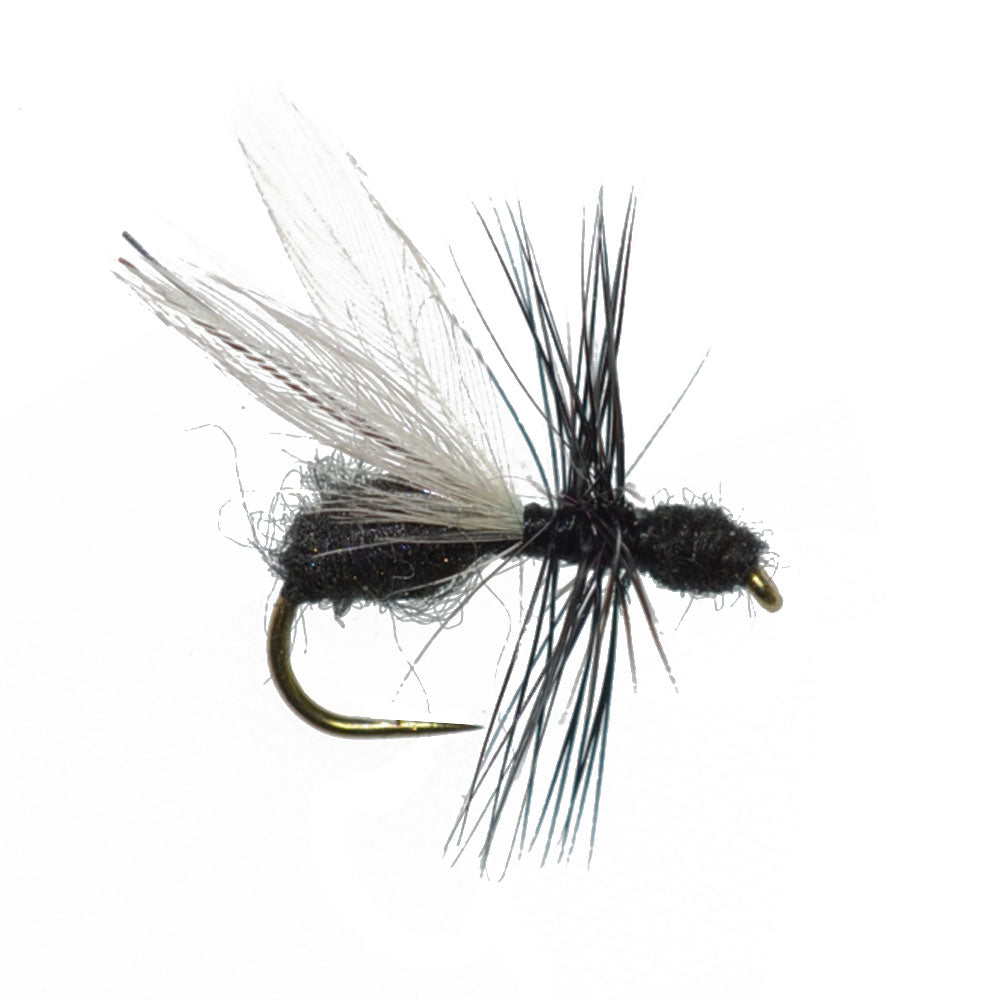 Premium Barbless Black Fur Flying Ant Dry Flies - 12 Pack, Size 14 - Korvel