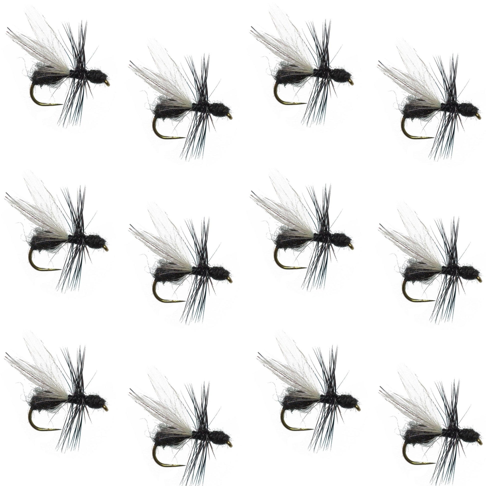 Premium Barbless Black Fur Flying Ant Dry Flies - 12 Pack, Size 14 - Korvel
