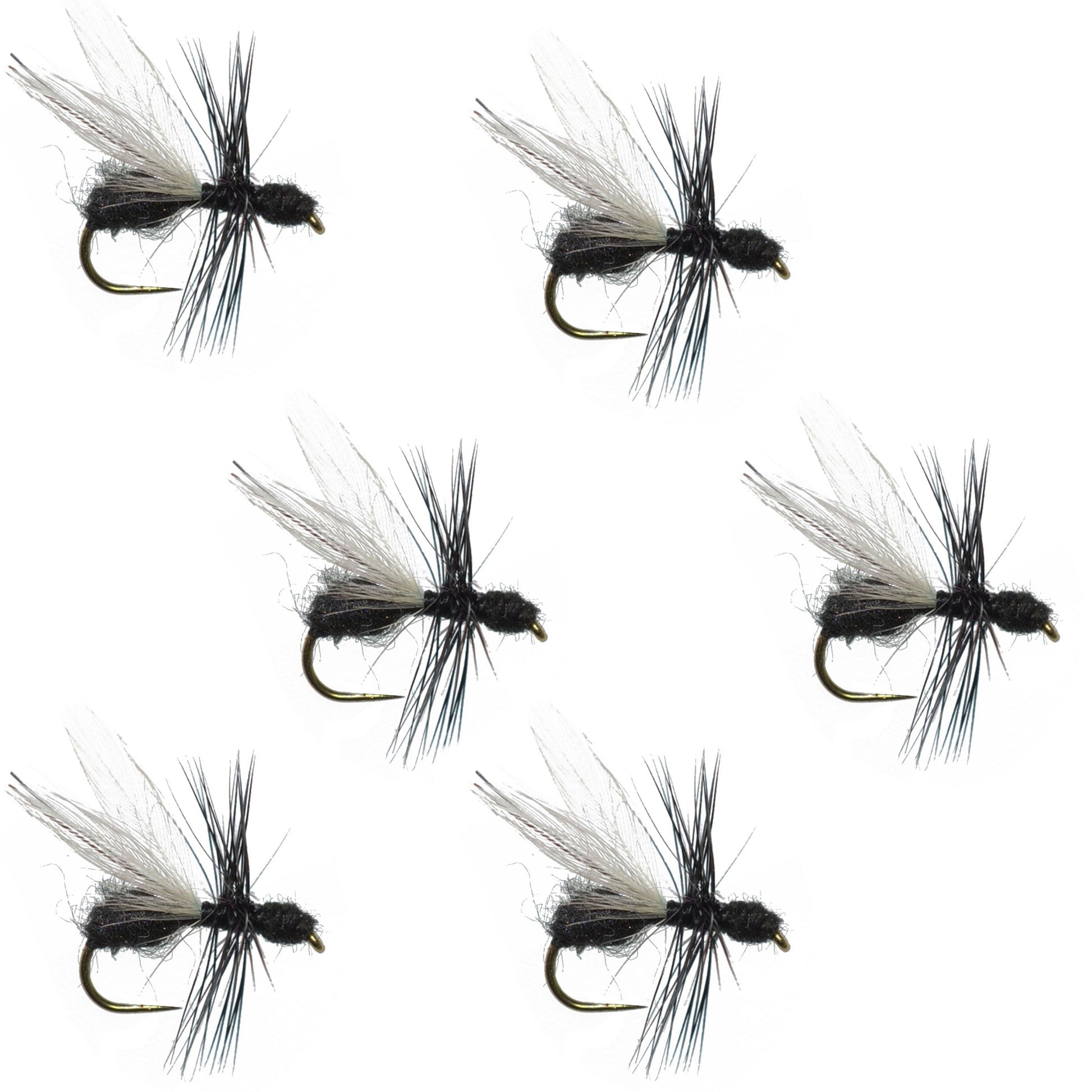 Essential Barbless Black Fur Flying Ant Dry Flies - 6 Pack Size 14 for Trout Fishing - Korvel