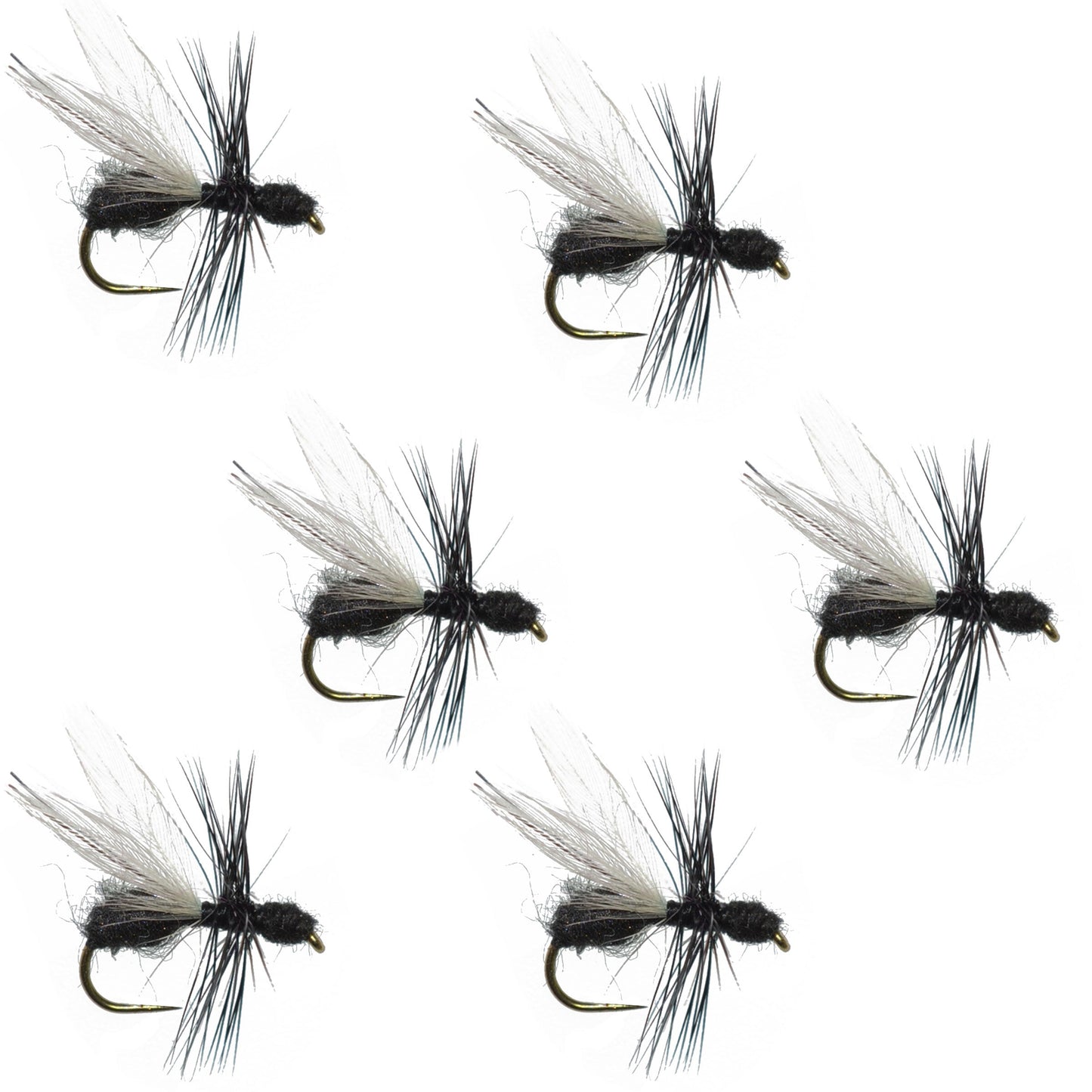 Black Fur Flying Ant Trout Dry Fly - Size 18 (Pack of 6)