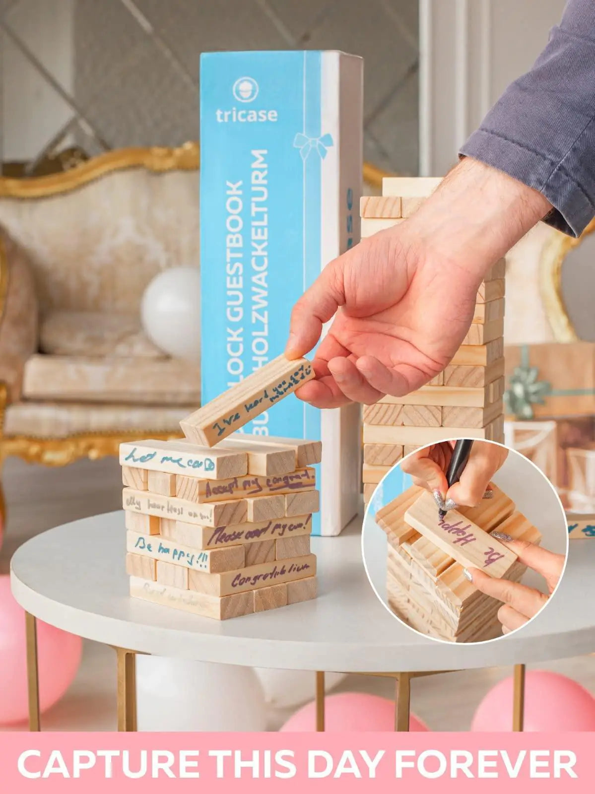 Alternativa de Libro de Invitados de Bloques de Madera - 75 Pcs