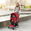 Folding Pet Stroller with Storage Basket and Adjustable Canopy - Red