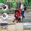 Folding Pet Stroller with Storage Basket and Adjustable Canopy - Red