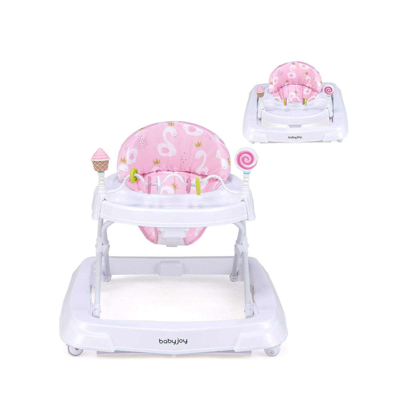 Foldable Baby Activity Walker with Adjustable Height - Pink